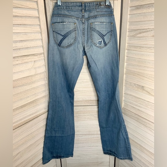 Vintage Three Girls by Fossil Rare Light Wash Distressed Boot Cut Denim Jeans 25 - Picture 5 of 11